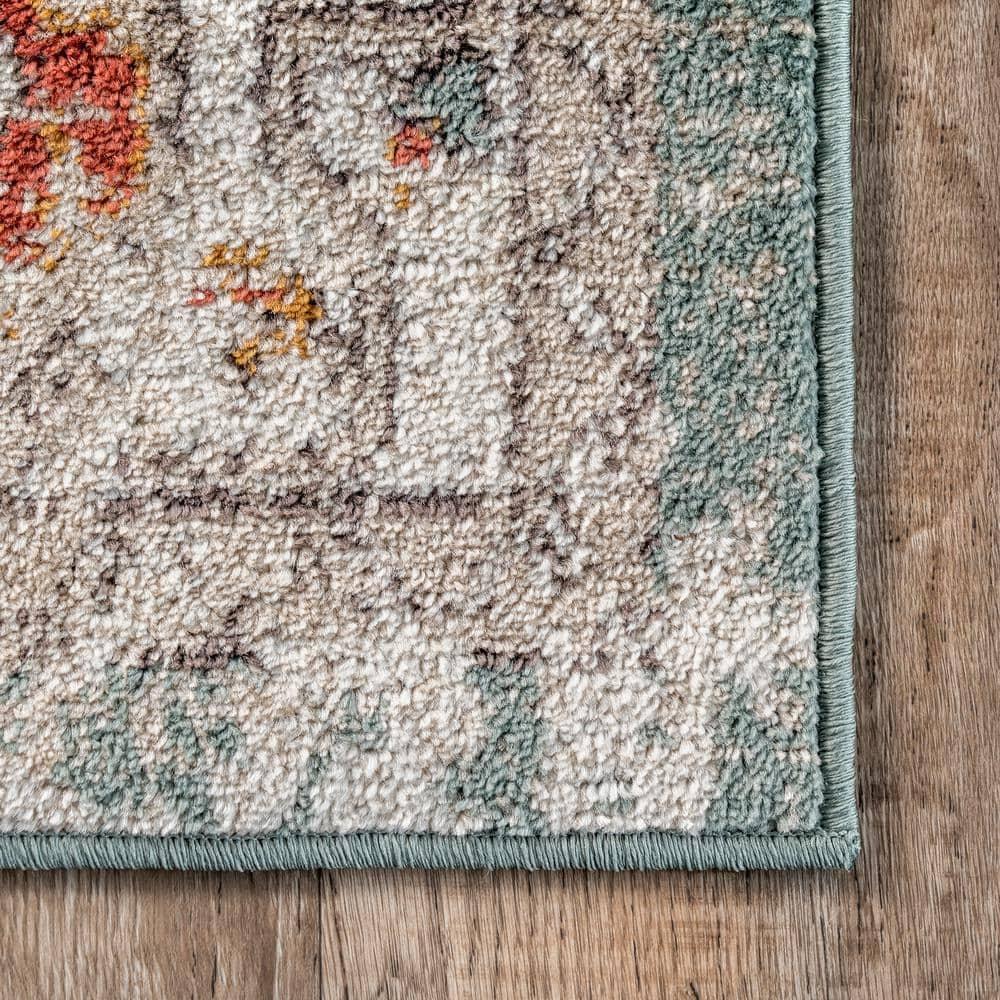 nuLOOM Lenore Vintage Floral Beige 6' 7" Transitional Round Rug