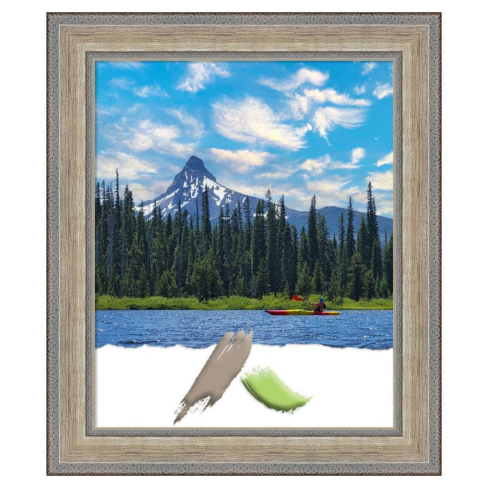 18"x22" Opening Size Wood Picture Frame Art Fleur Silver - Amanti Art: Modern Style, Acrylic Glazing, Wall Mount