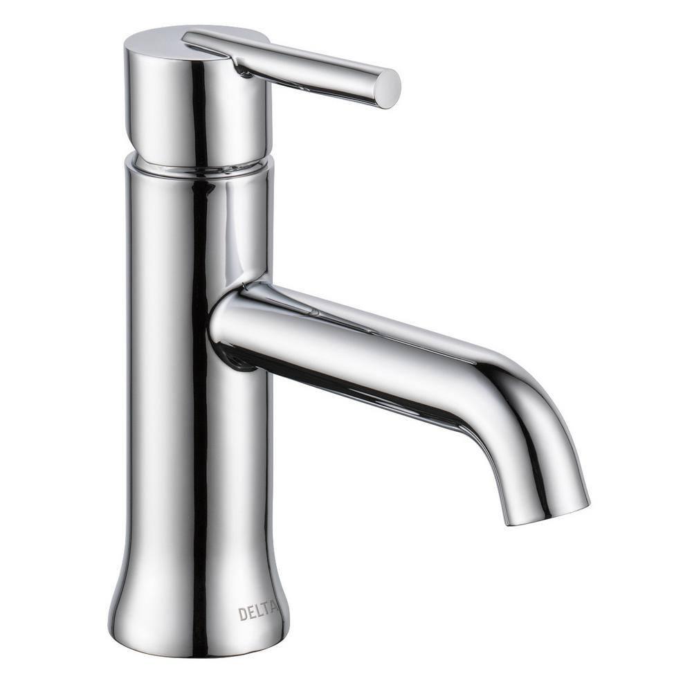 Delta Faucets Trinsic Single Handle Bathroom Faucet with Pop-Up Drain and Base Plate in Chrome