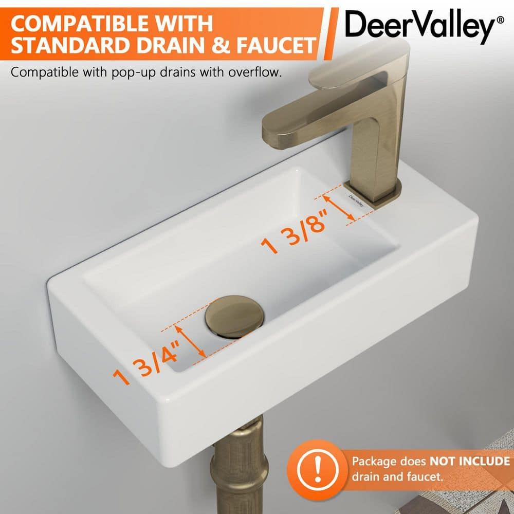 DeerValley DV-1V081R White Ceramic Rectangular 7'' Wall Mount Bathroom Sink