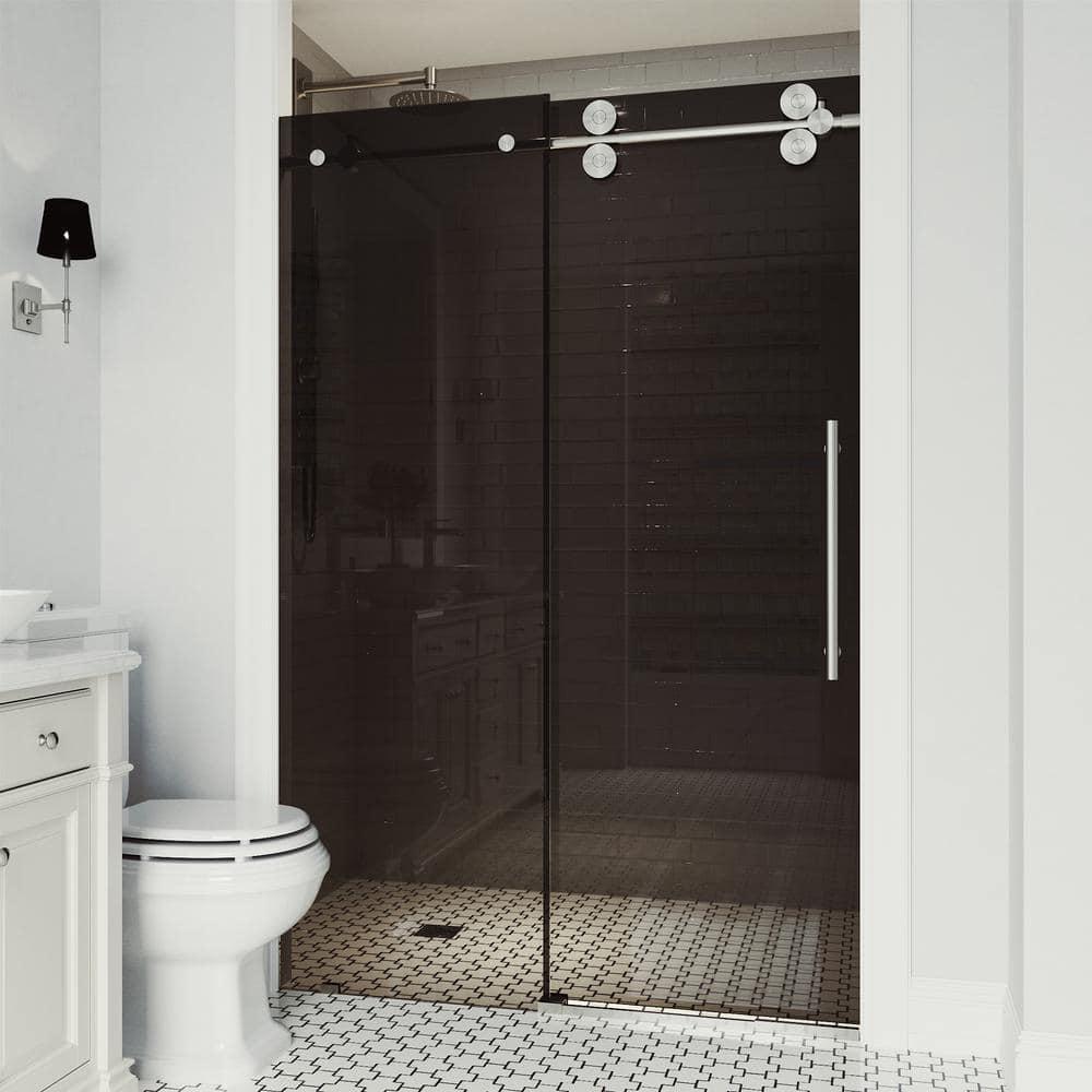 Elan 68-72" W x 74" H Sliding Frameless Shower Door with 3/8" Tinted Glass