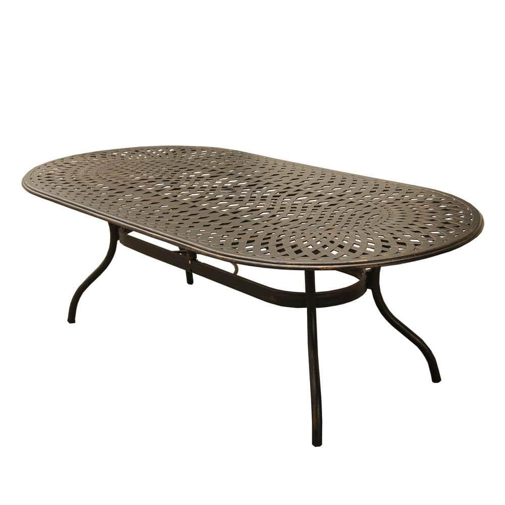 W WARMHOL 9-Piece Patio Dining Set, Outdoor Patio Table and Chair Set of 83.8" Oval Cast Aluminum Dining Table with Umbrella Hole and 8 Outdoor Dining Chairs, Patio Funiture Set for Lawn Garden