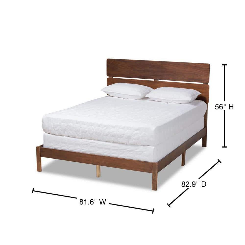 King Anthony Wood Panel Bed Walnut - Baxton Studio: Modern Dark Gray Oak, Rubberwood & MDF