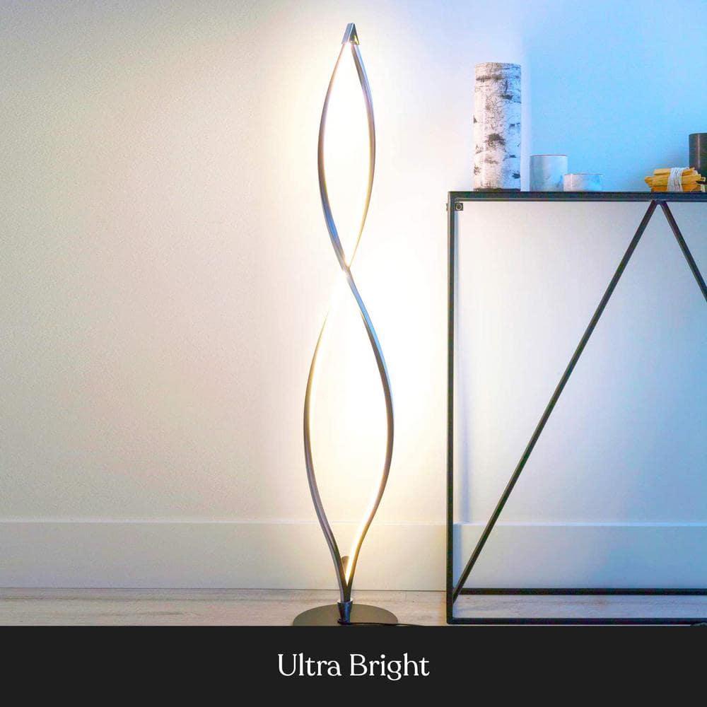 Brightech Twist 43 in. Industrial 2-Light LED Energy Efficient Floor Lamp with Built-In 3-Way Dimmer