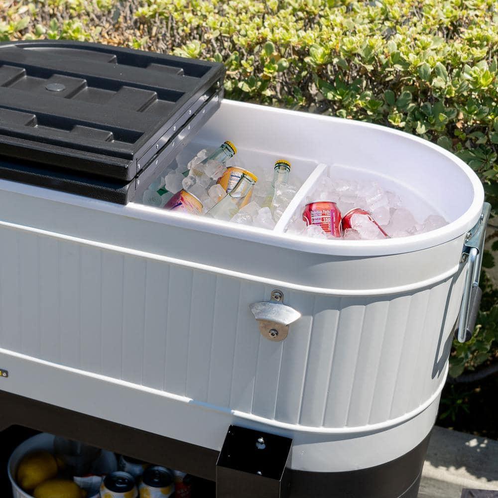 Permasteel 120-Qt Large Outdoor Cooler Cart on Wheels, Rolling Patio Cooler with Dividers for Separate Compartments