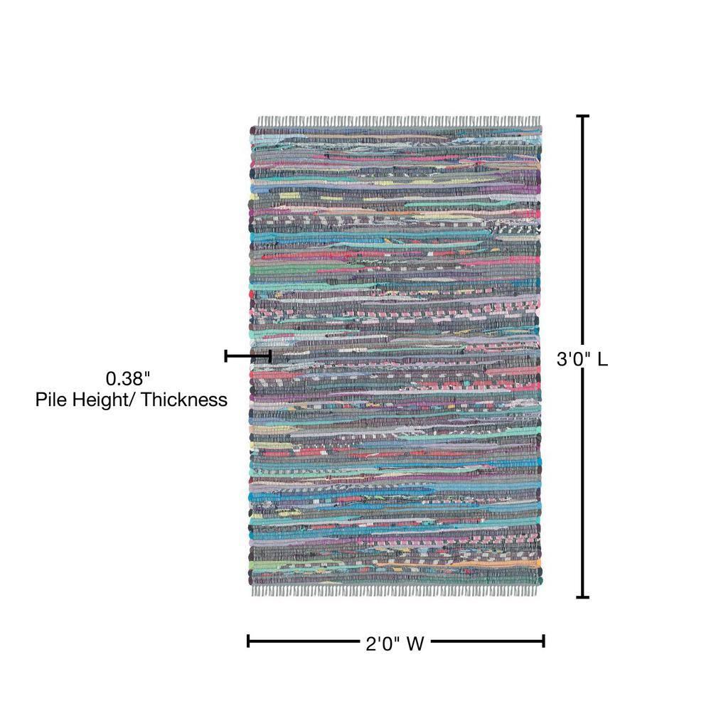Rag Rug RAR121 Hand Woven Indoor Accent Rug - Aqua/Multi - 2'x3' - Safavieh.