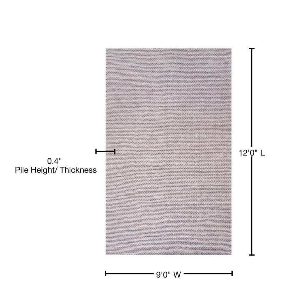 nuLOOM Penelope Braided Wool Light Gray 9' x 12' Farmhouse Area Rug