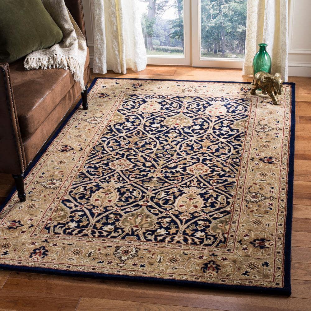 SAFAVIEH Persian Legend Adrian Floral Bordered Wool Area Rug, Blue/Gold, 9' x 12'