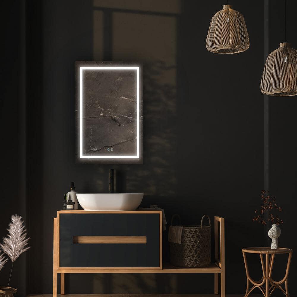 AQUADOM AQUADOM Daytona LED Wall-Mount Mirror for Bathroom with 3 Color Lighting, Touch Control, Dimmer and Defogger, Digital Clock