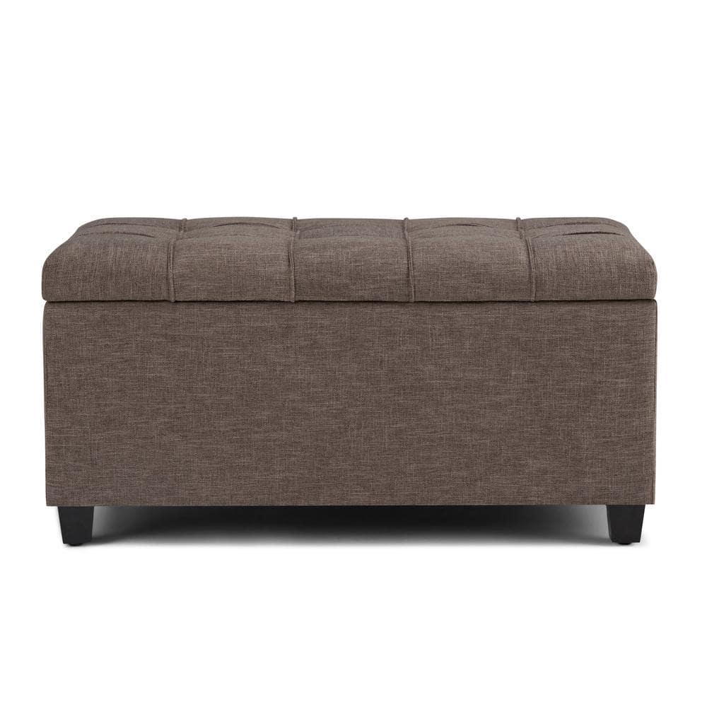 Simpli Home Sienna 33"W Upholstered Storage Ottoman Bench with Lift-Up Tufted Top