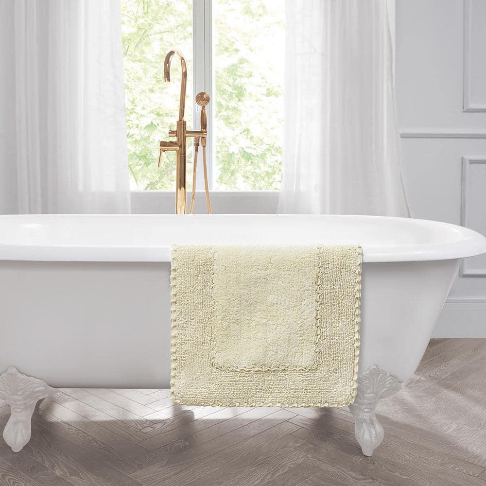 Laura Ashley Off-White Cotton Ruffle Border Bath Rug 20" x 34"