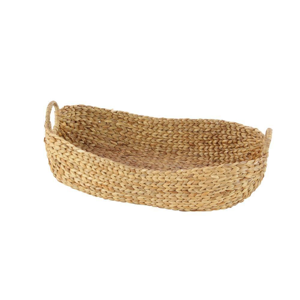 DecMode 23", 21", 19", 16", Brown Seagrass Handmade Storage Basket with Metal Handles, 5-Pieces