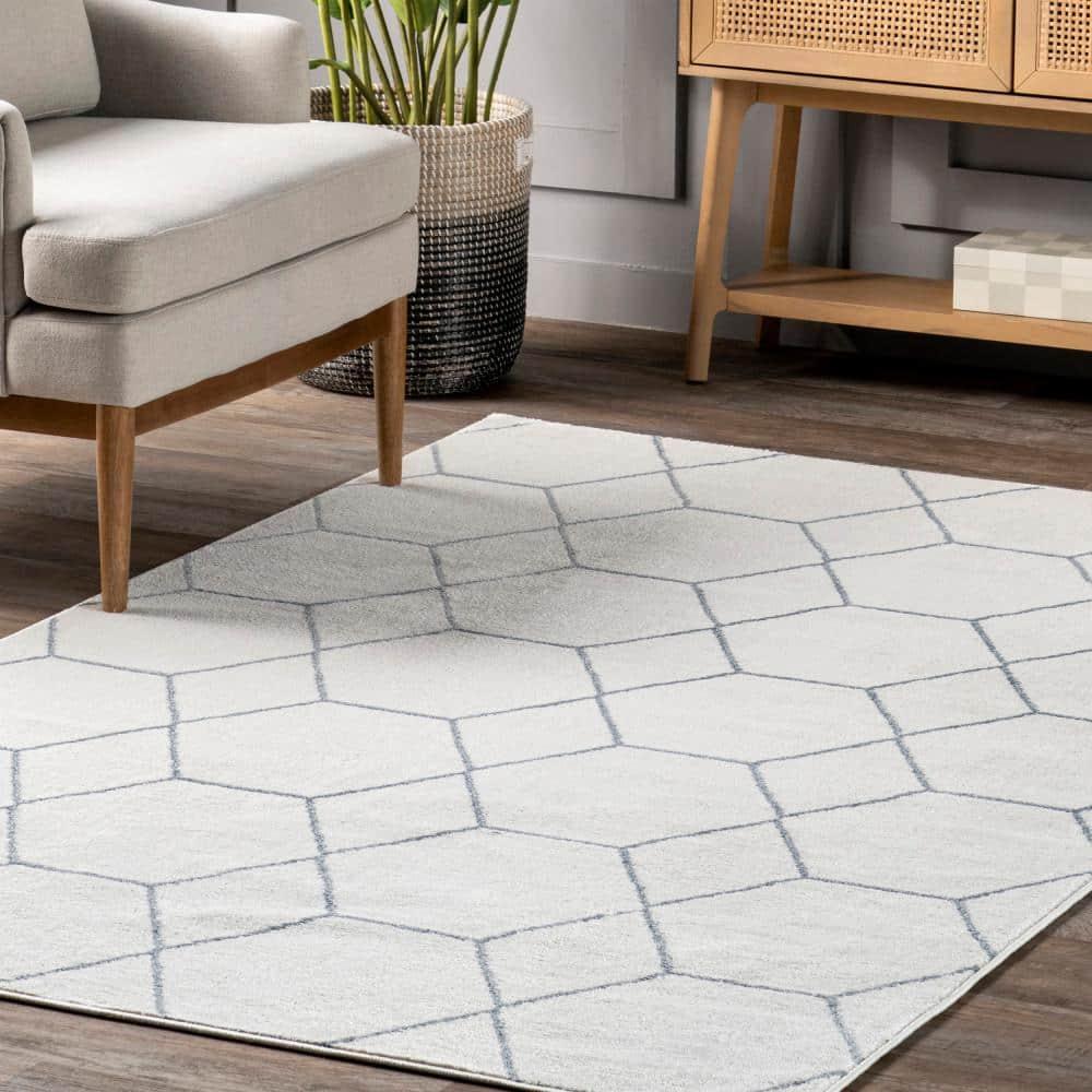 Nuloom Veronica Geometric 5x8 Indoor Area Rug for Living Room Bedroom Dining Room Kitchen, Blue/Ivory