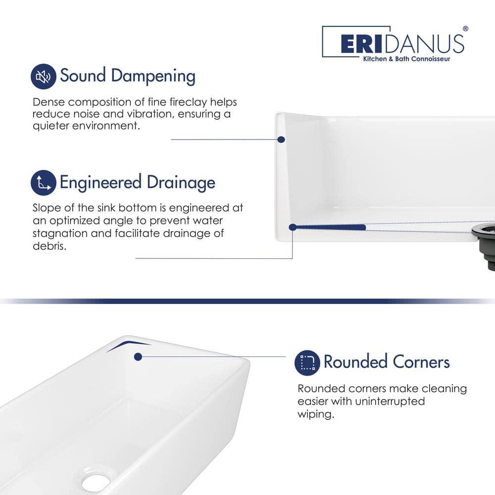 Denbigh 36'' W Farmhouse / Apron Single Bowl White Fireclay Kitchen Sink with Accessories