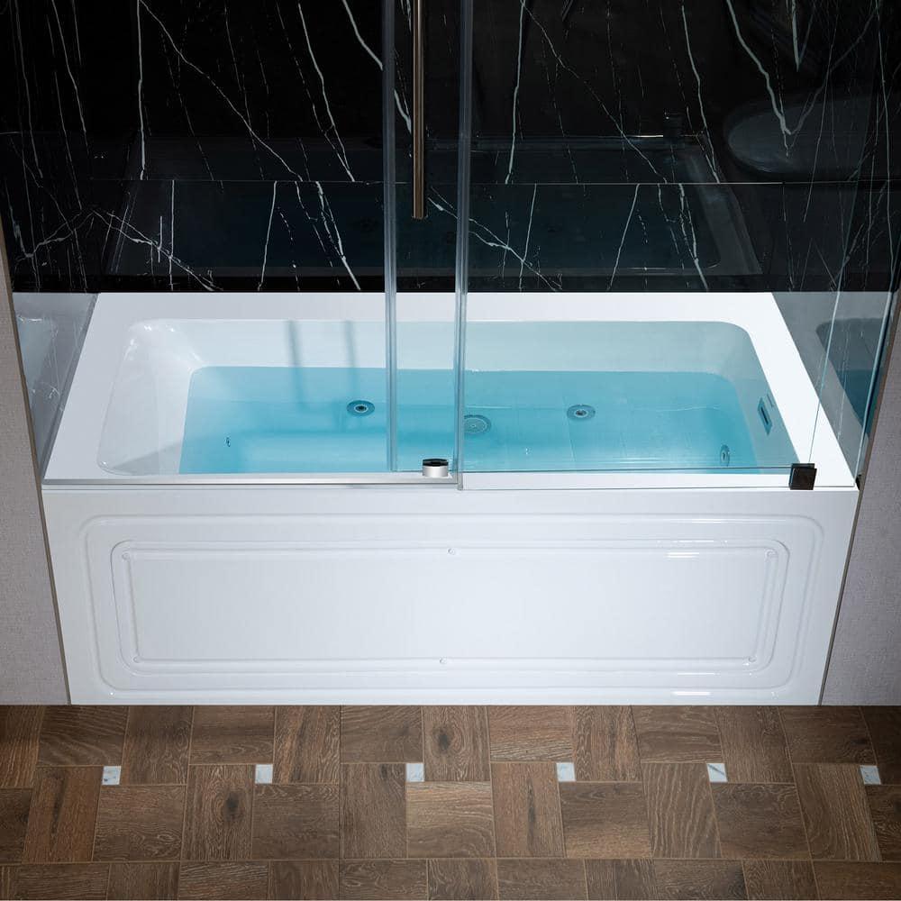 WoodBridge 59'' x 28.75'' Freestanding Soaking Acrylic Bathtub W-B0016-B
