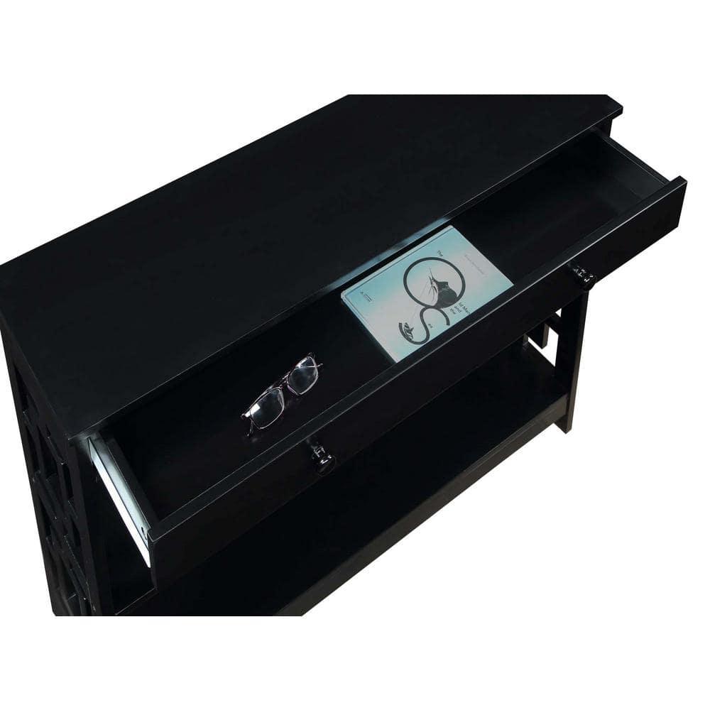 Convenience Concepts Town Square One-Drawer Console Table in Black Wood Finish