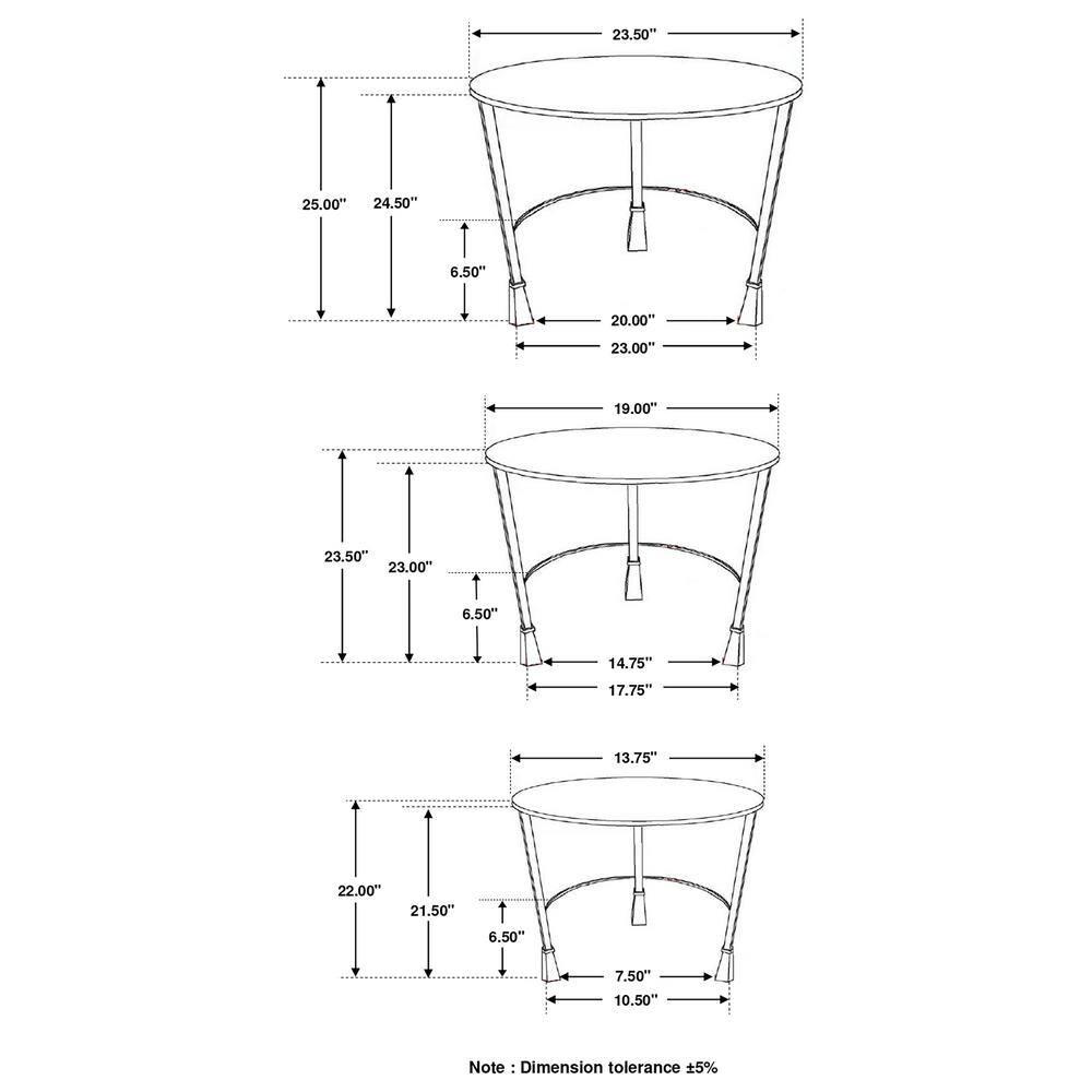 Coaster Deja 3-Piece Round Wood Top Nesting Table in Gunmetal/Natural