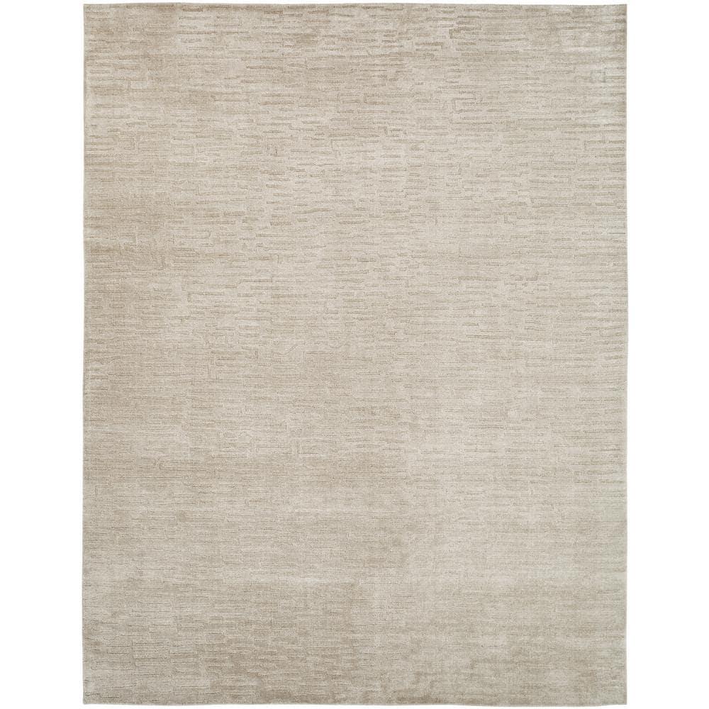 Handmade Linear Pattern Area Rug Linen 3'6" x 5'6" 4' x 6'