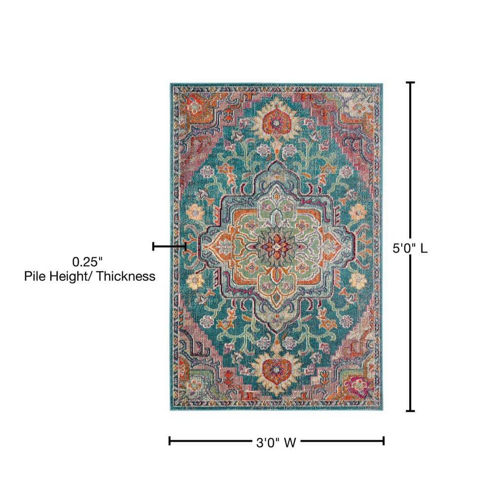 Crystal CRS501 Loomed Indoor Accent Rug - Teal/Rose - 3'x5' - Safavieh