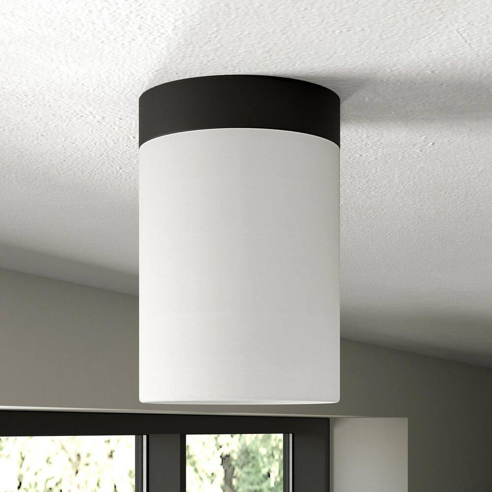 Evelyn&Zoe 6" Blackened Bronze Metal/Fabric Semi Flush Mount