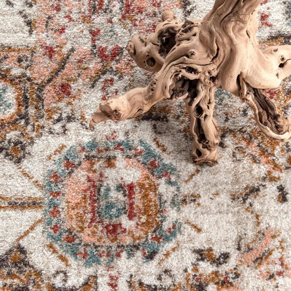 Nuloom 5 Round Justine Vintage Medallion Indoor Area Rug, Beige, Faded Persian Design, Stain Resistant, BedroomLiving Room, Kitchen,