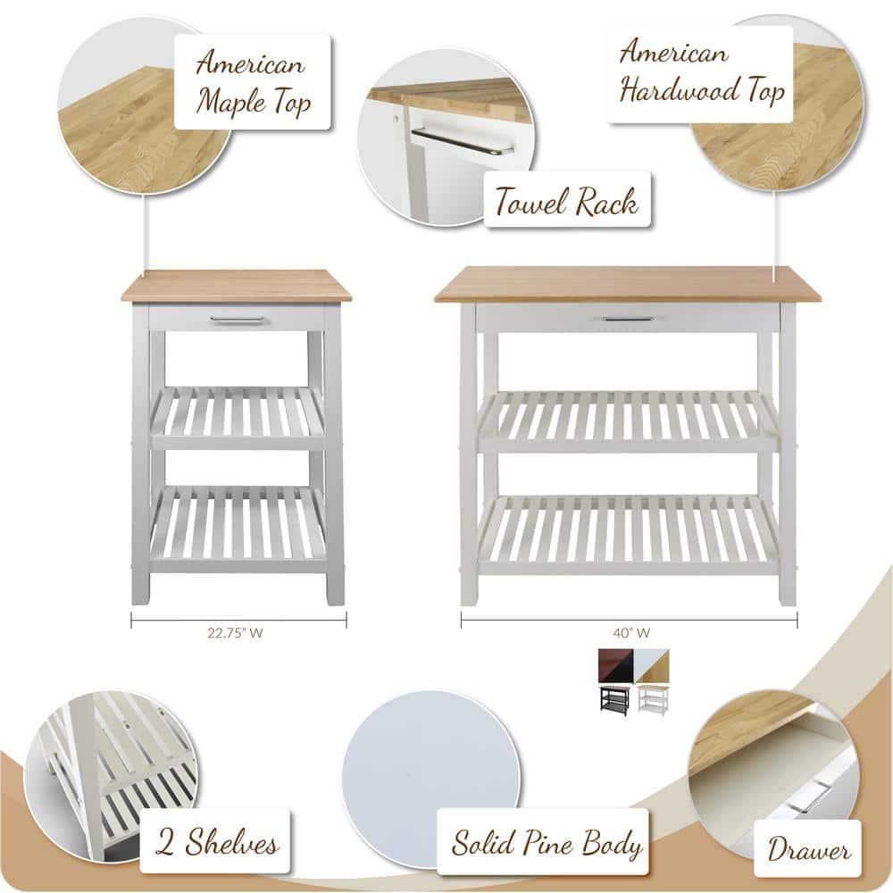 Casual Home Kitchen Island with Solid Wood