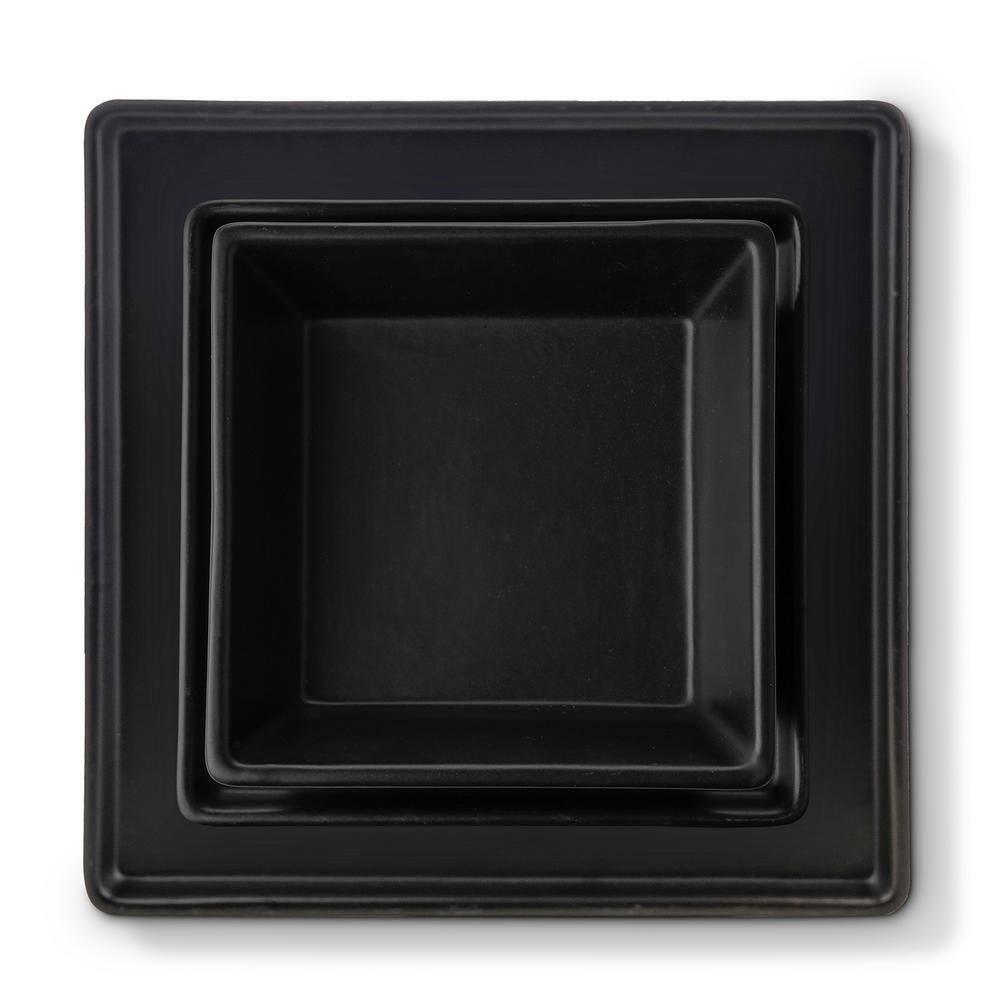 Stone Lain Grace 12-Piece Stoneware Dinnerware Set, Service for 4, Black