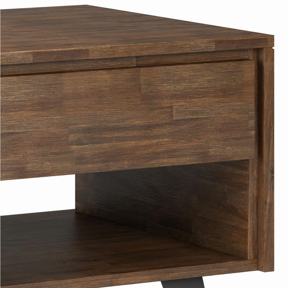 Lowry 22"W Solid Acacia Wood Square End Table with Storage Drawer