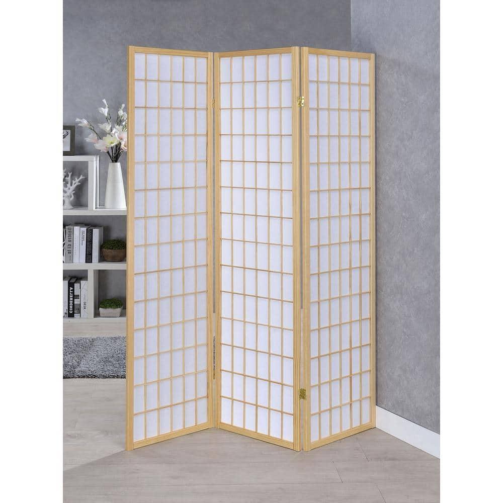 Gold and White 3-Panel Shoji Folding Room Divider