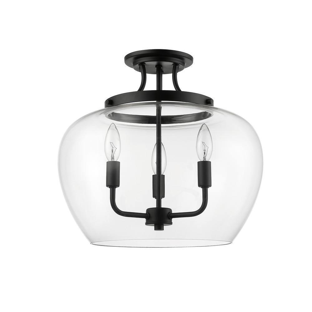 Z-Lite Joliet 3 - Light Semi-Flush Mount in  Matte Black