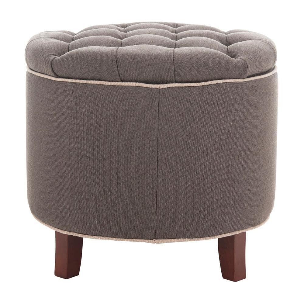 Amelia Tufted Storage Ottoman - Charcoal/True Taupe - Safavieh