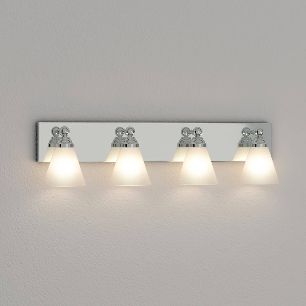 Chrome Contemporary Four Light 400W Bathroom Wall Fixture Hudson Collection