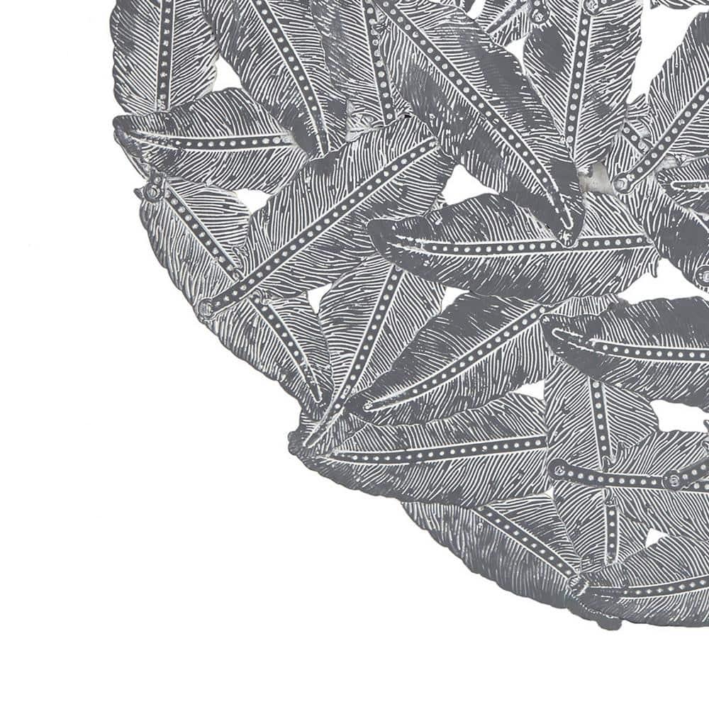 Dakota Fields Textured Feather 3-Piece Metal Disc Wall Decor Set