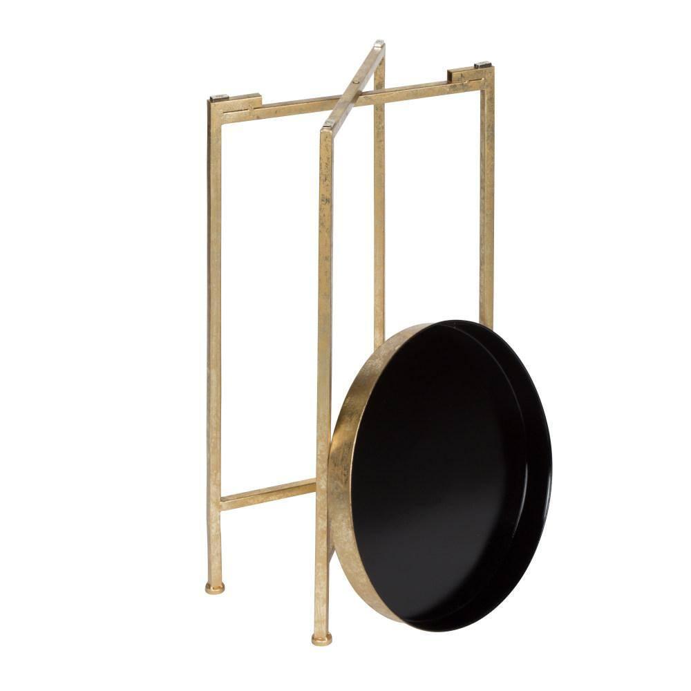 Kate and Laurel Celia Round Metal Tea Table, 14x14x25.75, Gold and Black