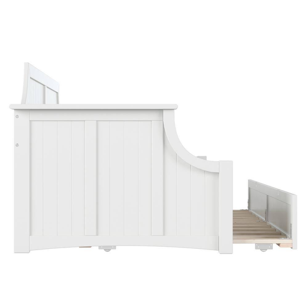 AFI Cambridge Twin Wood Daybed with Twin Size Trundle in White