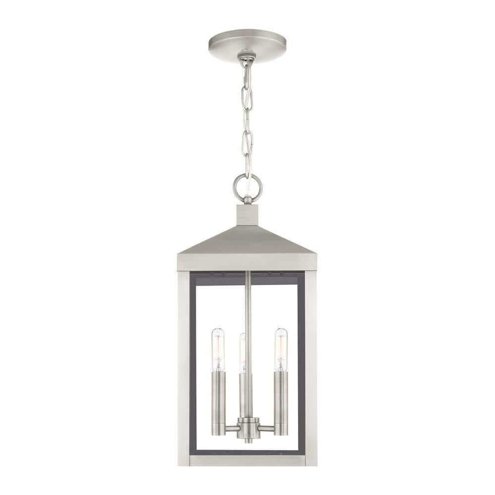3 Light Outdoor Pendant Lantern with Clear Glass Shade