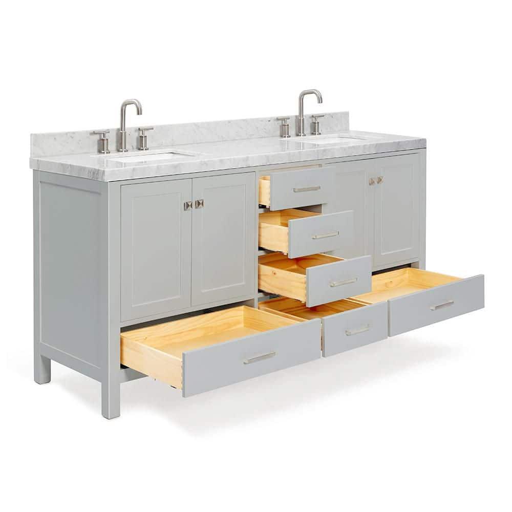 Cambridge Double Bathroom Vanity with Carrara Marble Top