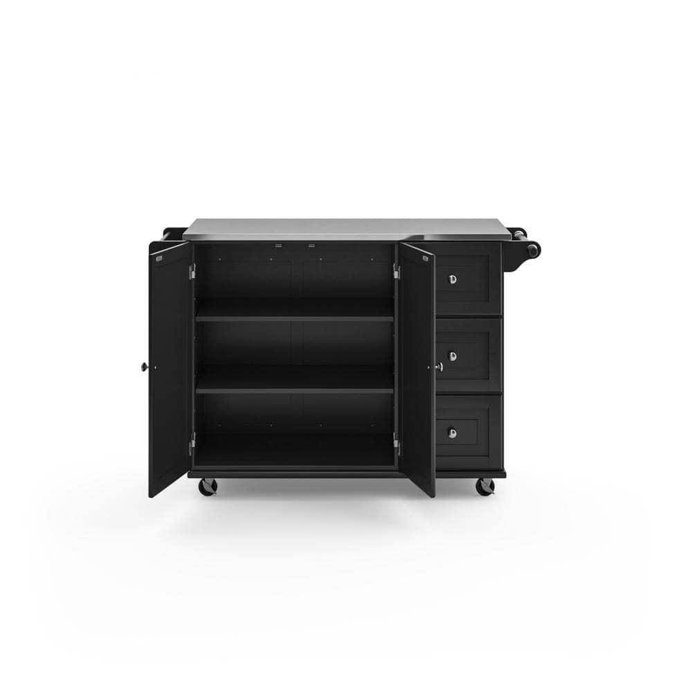 Homestyles Dolly Madison Wood Kitchen Cart in Black