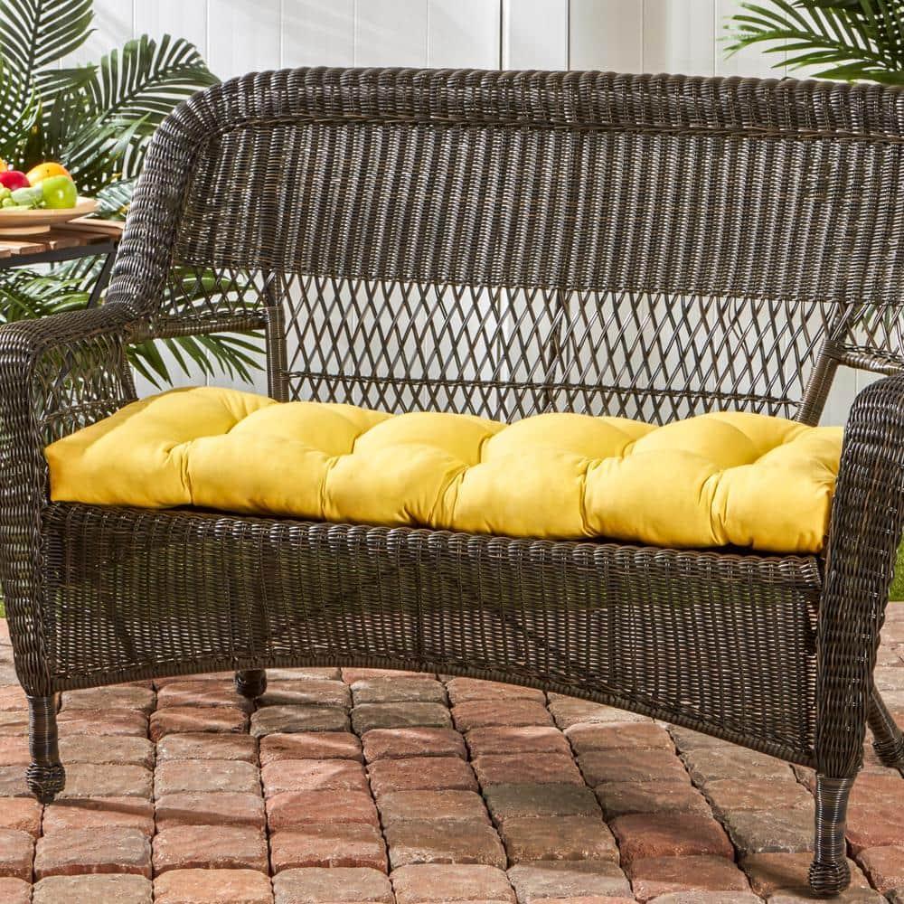 Greendale Home Fashions Sunbeam Yellow 44 x 17 in. Outdoor Bench Seat Cushion