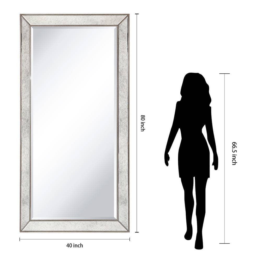 Empire Art Direct Champagne Bead Beveled Rectangle Solid Wood Framed Wall Mirror Ready to Hang, Living Room, Bedroom ＆ Office, 80" x 40"