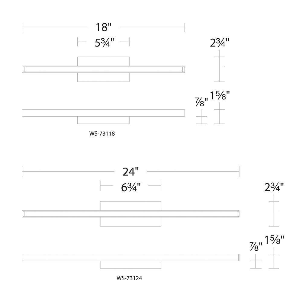 WAC Lighting Parallax 18" LED 3000K 1-Light Aluminum Wall Sconce in Nickel