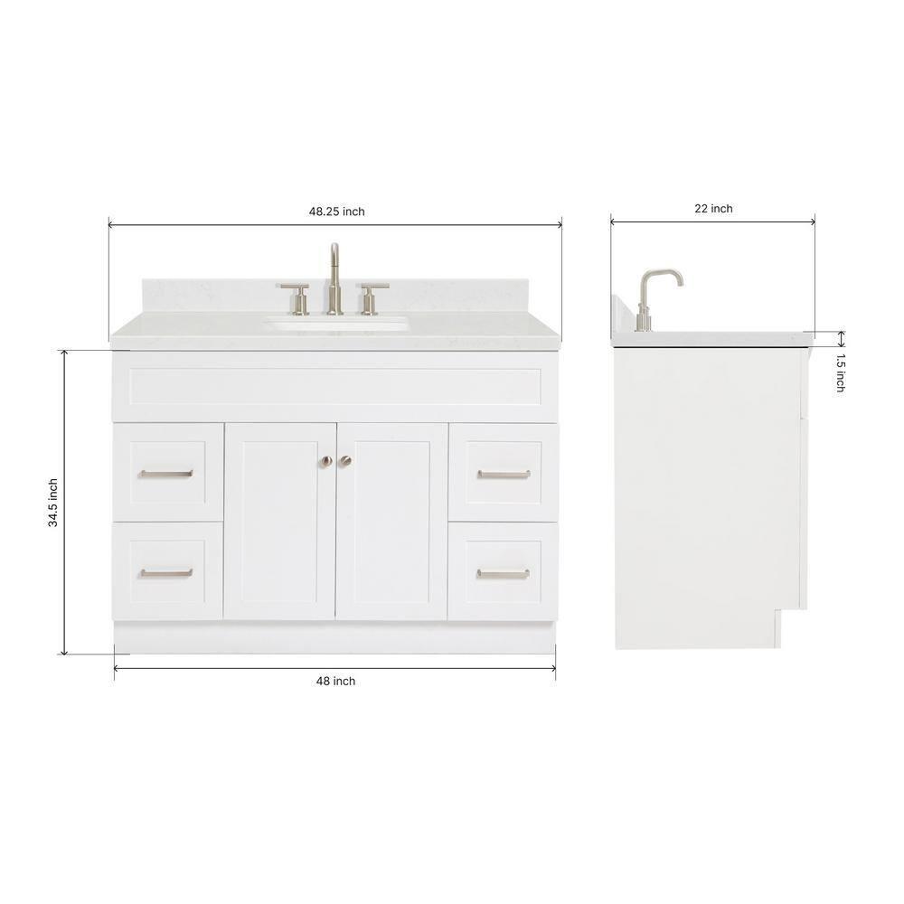Ariel F048scqrvo Hamlet 48" Free Standing Single Basin Vanity Set - White