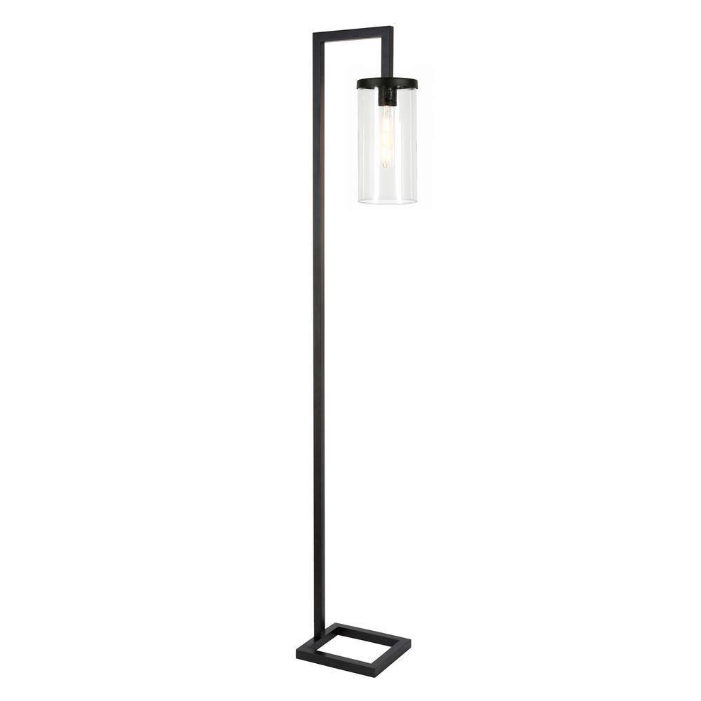 Evelyn&Zoe Malva 67.75" Tall Floor Lamp with Glass shade in Blackened Bronze/Clear