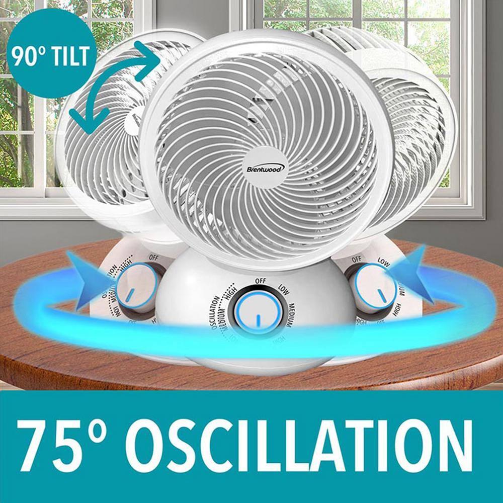Brentwood F-650MW 6 Inch 3 Speed Oscillating Circulator Desktop Fan, White