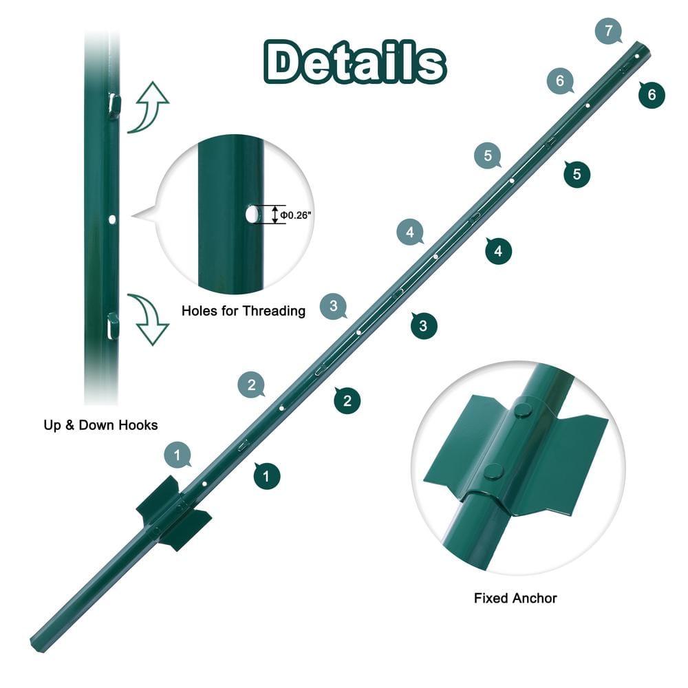 Fence Posts 4Feet - 10Pack, Heavy Duty Metal Fence Post with U-Channel, Steel Fence U-Post for Holding Garden Wire Fence, Corner Anchor Posts etc.