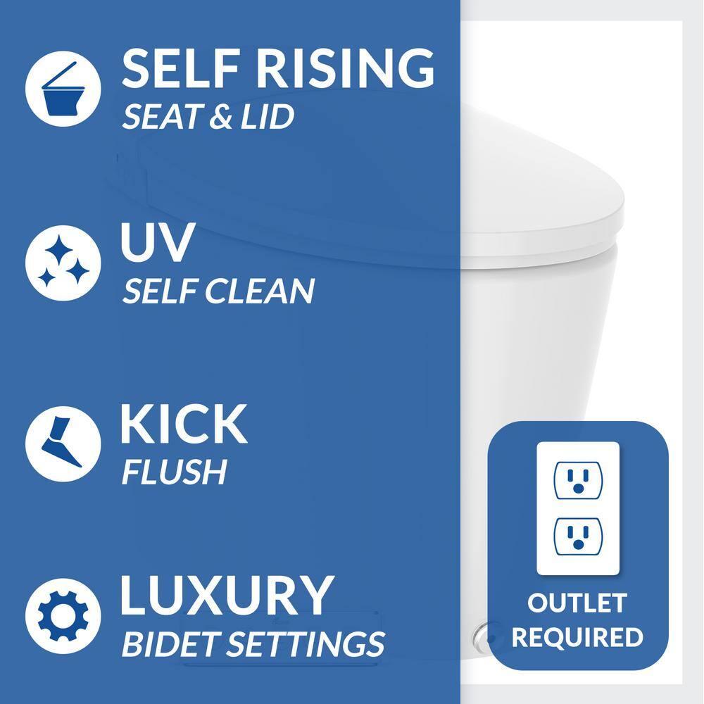 Bio Bidet by BEMIS Discovery DLX Smart Bidet Toilet, Tankless, Auto Open and Close with Kick Flush, Self Cleaning Discovery DLX