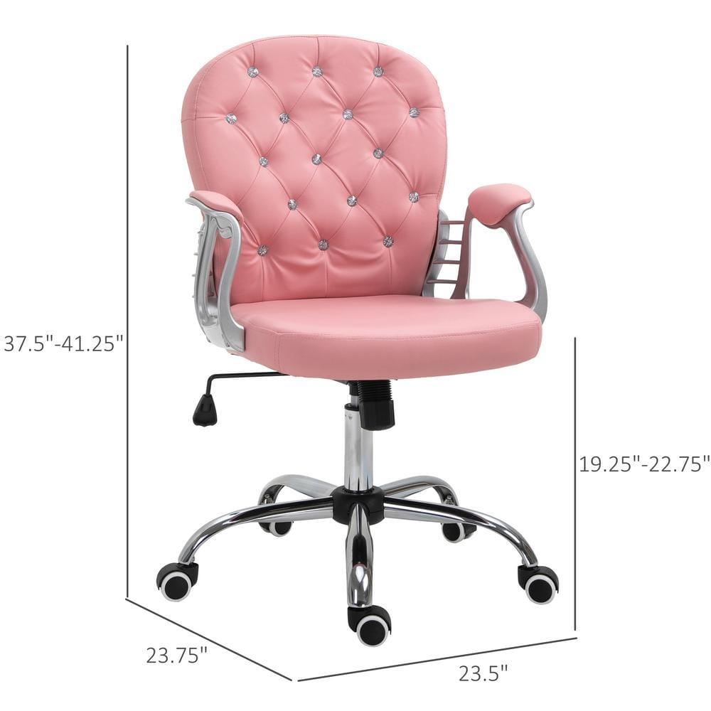 Vinsetto Indoor Height Adjustment and Armrest Office Desk Chair, Pink