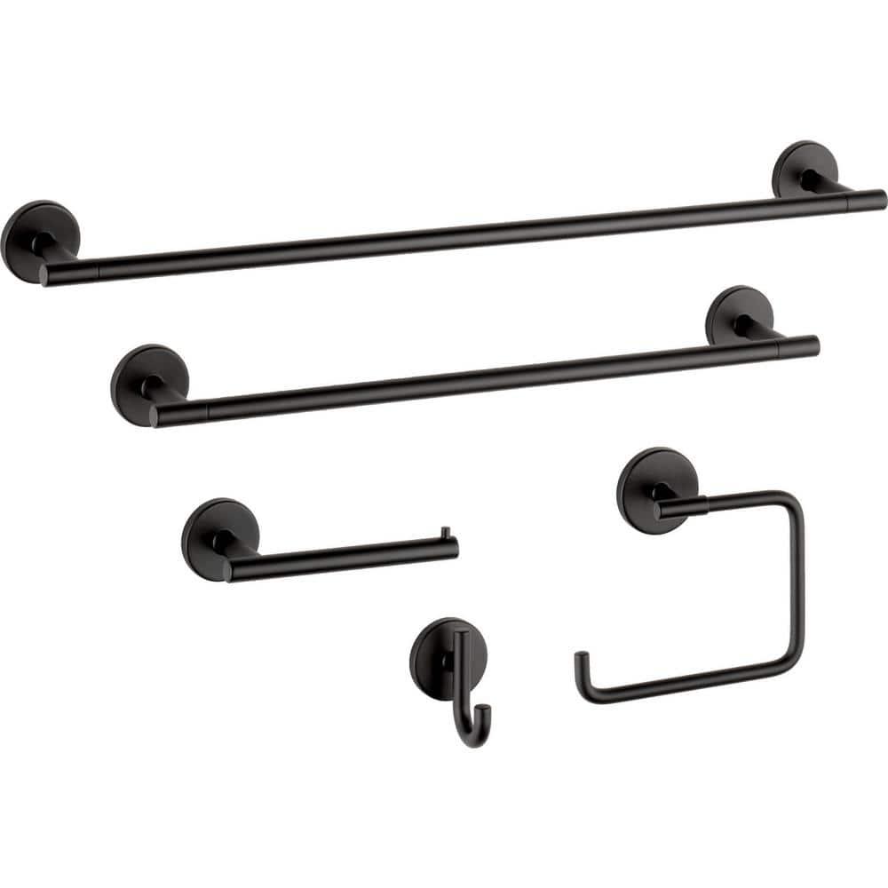 Delta Trinsic (1-Pack) Hand Towel Holder Matte Black Towel Racks for Bathroom Wall Square Towel Ring Holder for Bath Towel Hanger for Kitchen, Bathroom Accessories 759460-BL