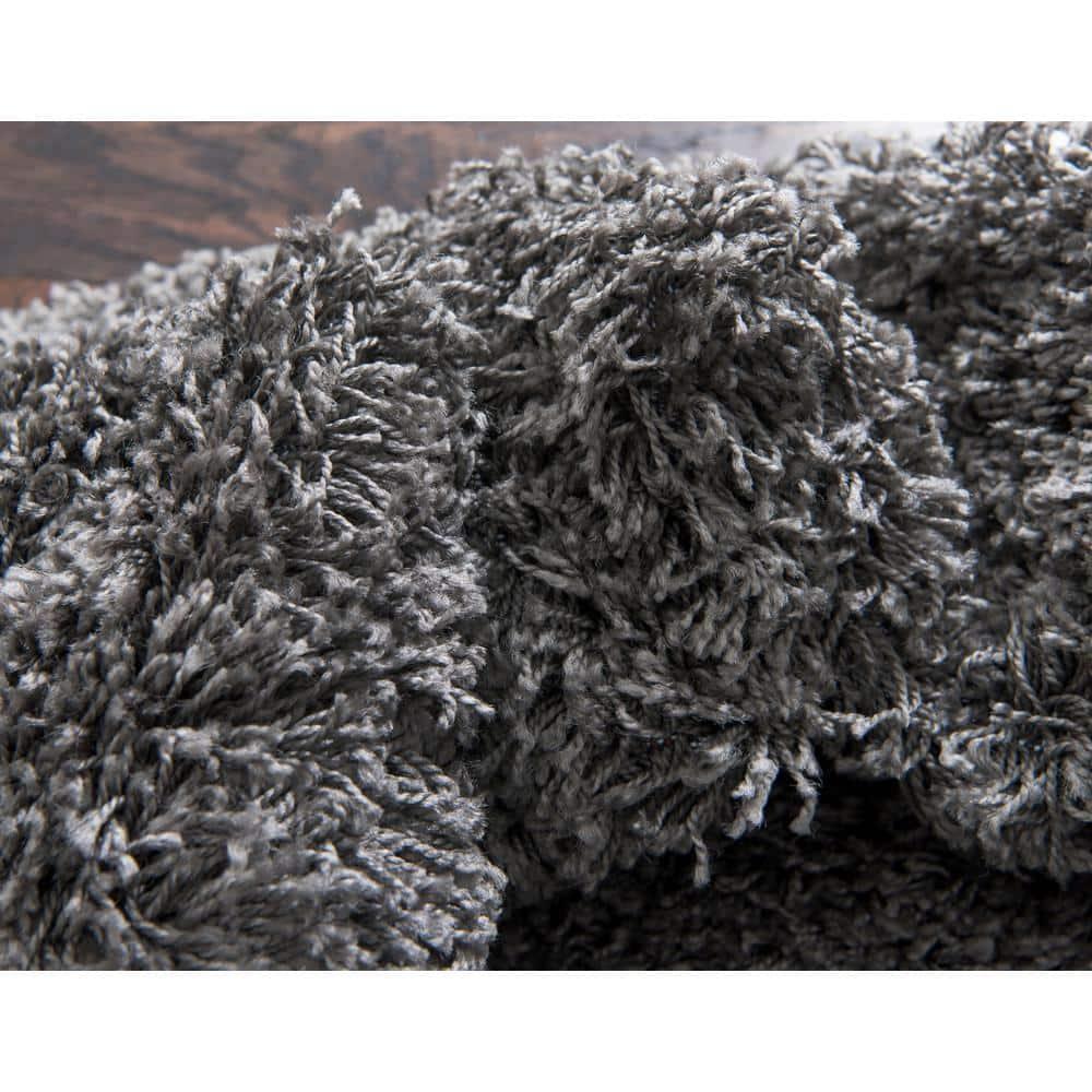 Unique Loom 4' 1 x 6' 1 Solid Shag Graphite Gray Area Rug
