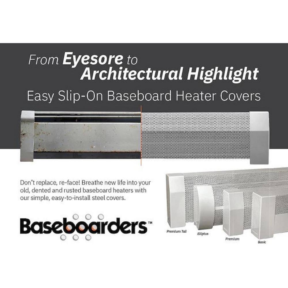 Baseboarders Baseboarders Basic Steel Easy Slip-On Baseboard Heater Cover Coupler - White